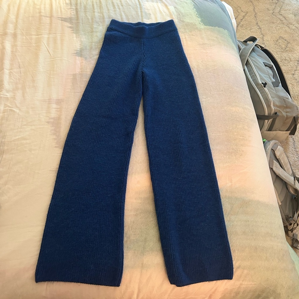 Mango blue knitted wide leg pants